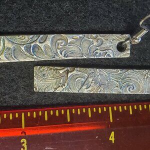 Handmade Artisan FIne Silver Rectangle Earrings